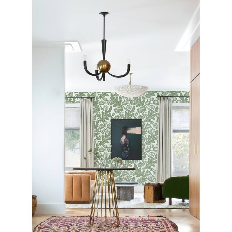 A-Street Prints Augusta Seafoam Flock Damask Wallpaper