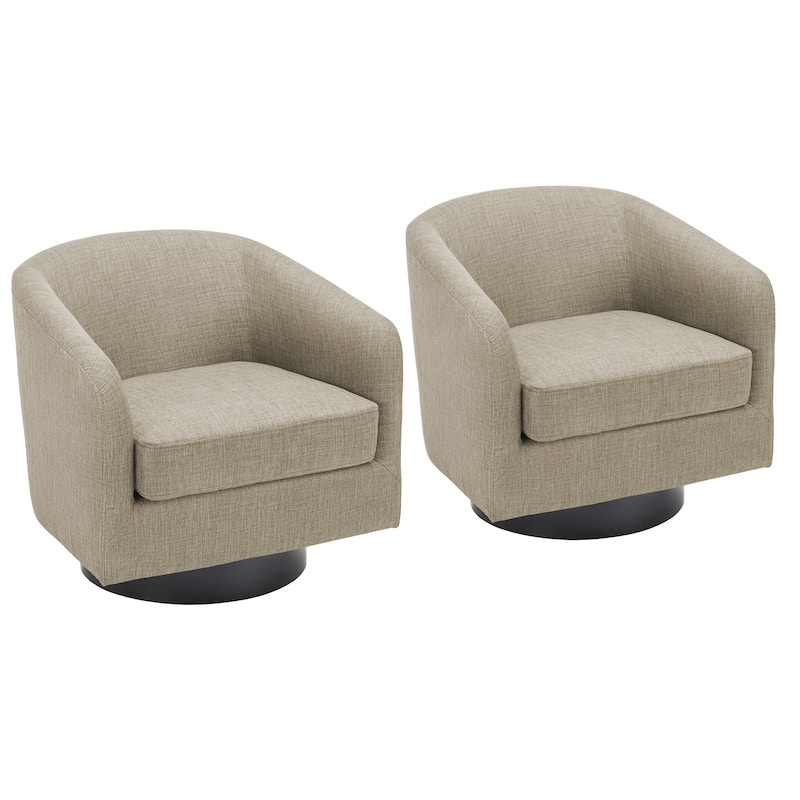 Modern Round Swivel Accent Chair Set of 2 Barrel Chair for Living Room