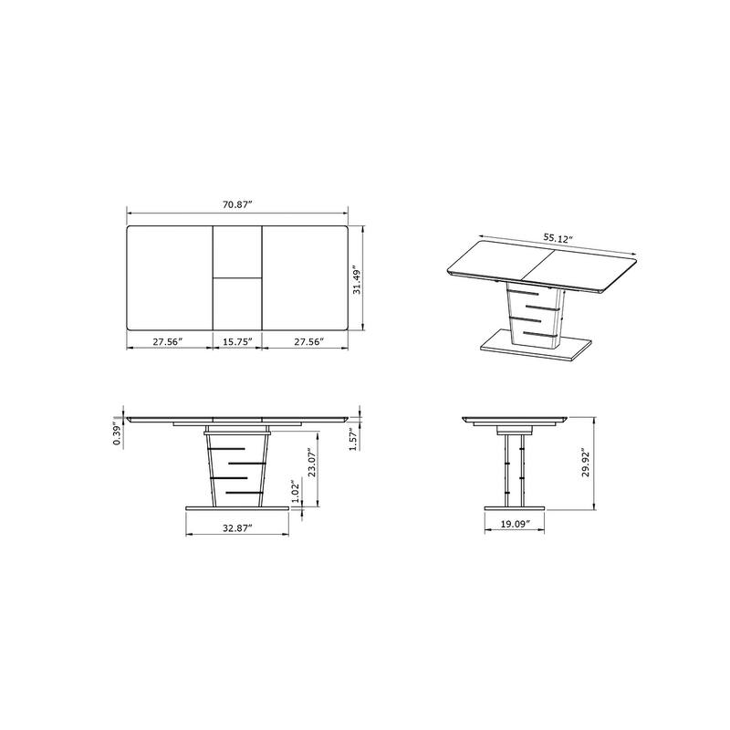 Somette Janice Faux Concrete Extendable Dining Table