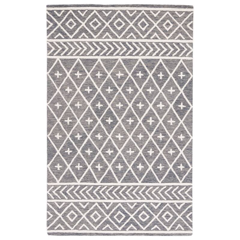 SAFAVIEH Handmade Metro Lousine Moroccan Boho Wool Rug - 6' Square - Grey/Ivory