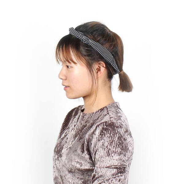 Shop Woman Yoga Hair Wrap Scarf Head Band Sports Elastic Stripe