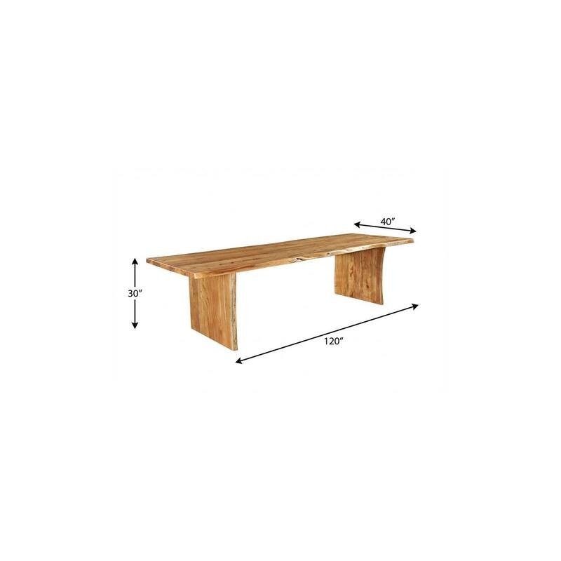 HomeRoots 120" Brown Solid Wood Live Edge Sled Base Dining Table - 120.00 in. x 30.00 in. x 40.00 in.