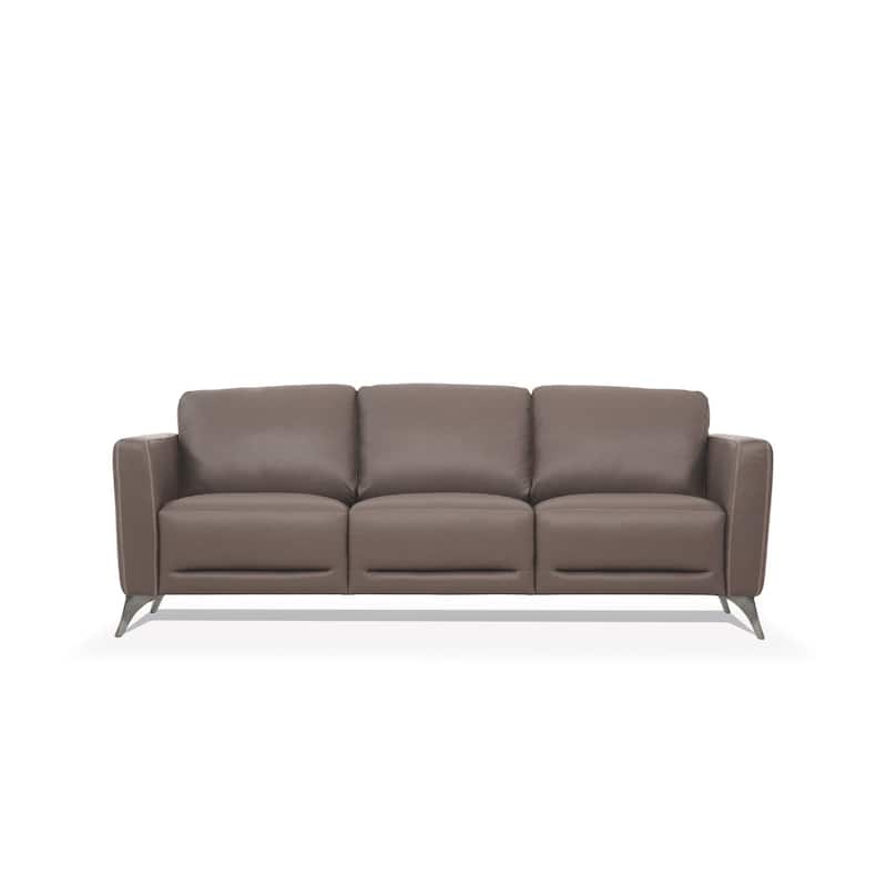 HomeRoots 83" Taupe Leather Sofa With Black Legs - 83
