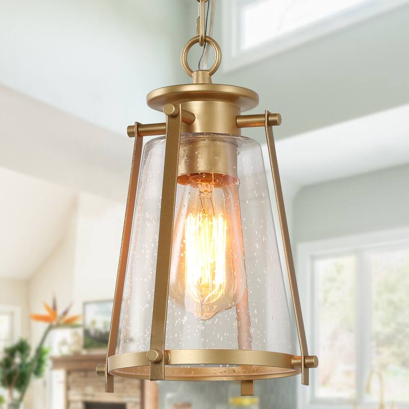 Modern 1-Light Gold Pendant Glass Kitchen Island Light for Dining Room