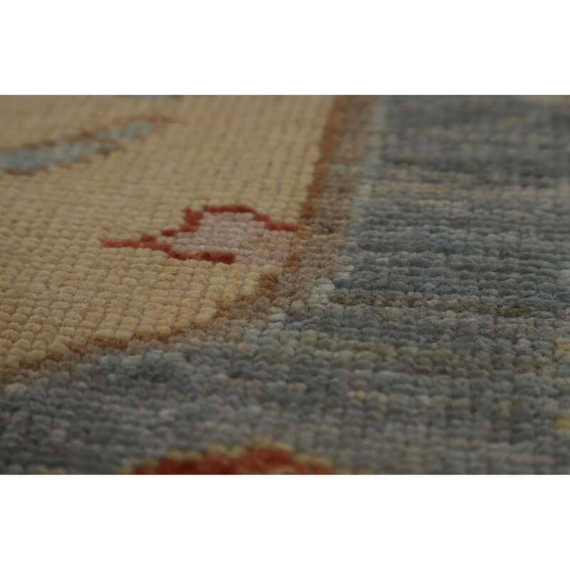 Hand Knotted Oriental 100% Wool Carpet Transitional Medallion Navy Blue & Blues Oushak Area Rug - 9' 10'' X 8' 5''