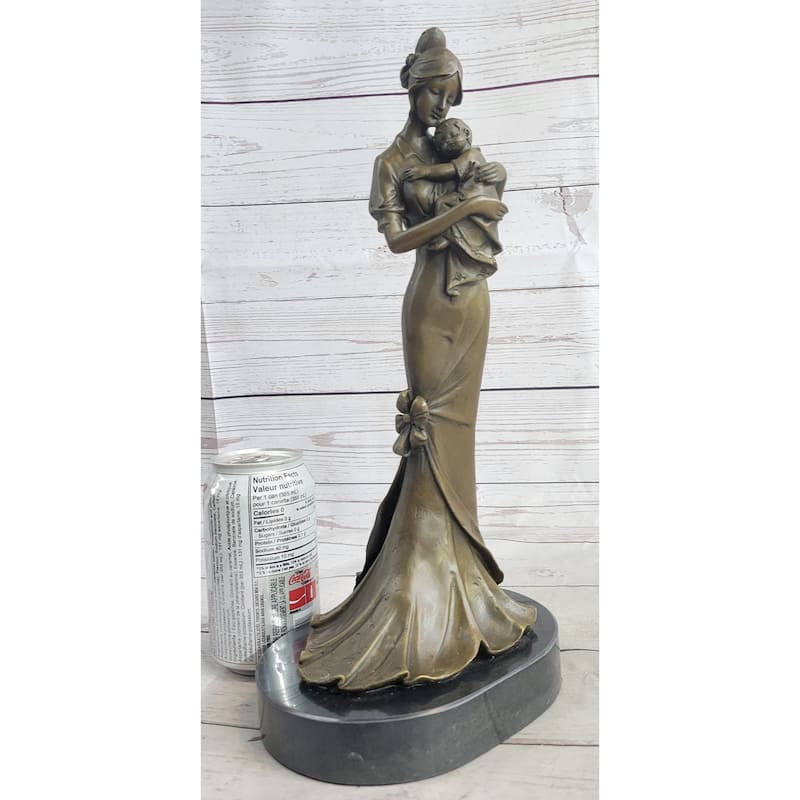 Mother Holding Baby Child Bronze Statue Sculpture Figure Original Vitaleh 14 Inches X 7 Inches