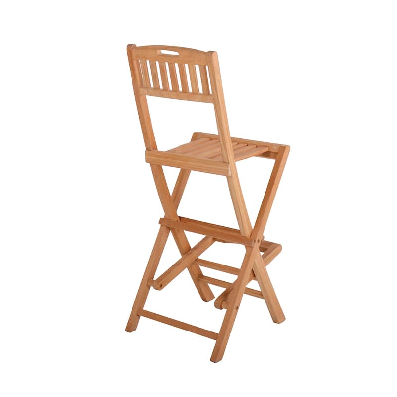 Nordic Style Natural Teak Indoor/Outdoor Folding Bar Stool