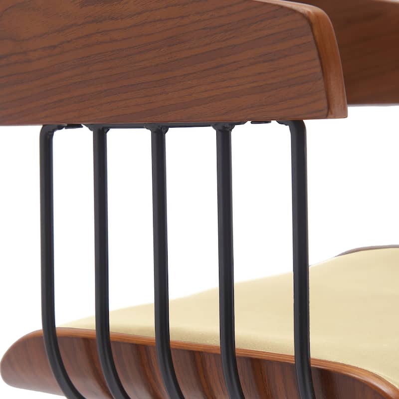 Athena Wood and Metal Upholstered Bar or Counter Swivel Stool
