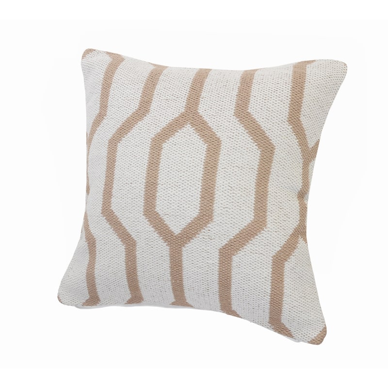 Sevita Hazelnut and White Geometric Throw Pillow