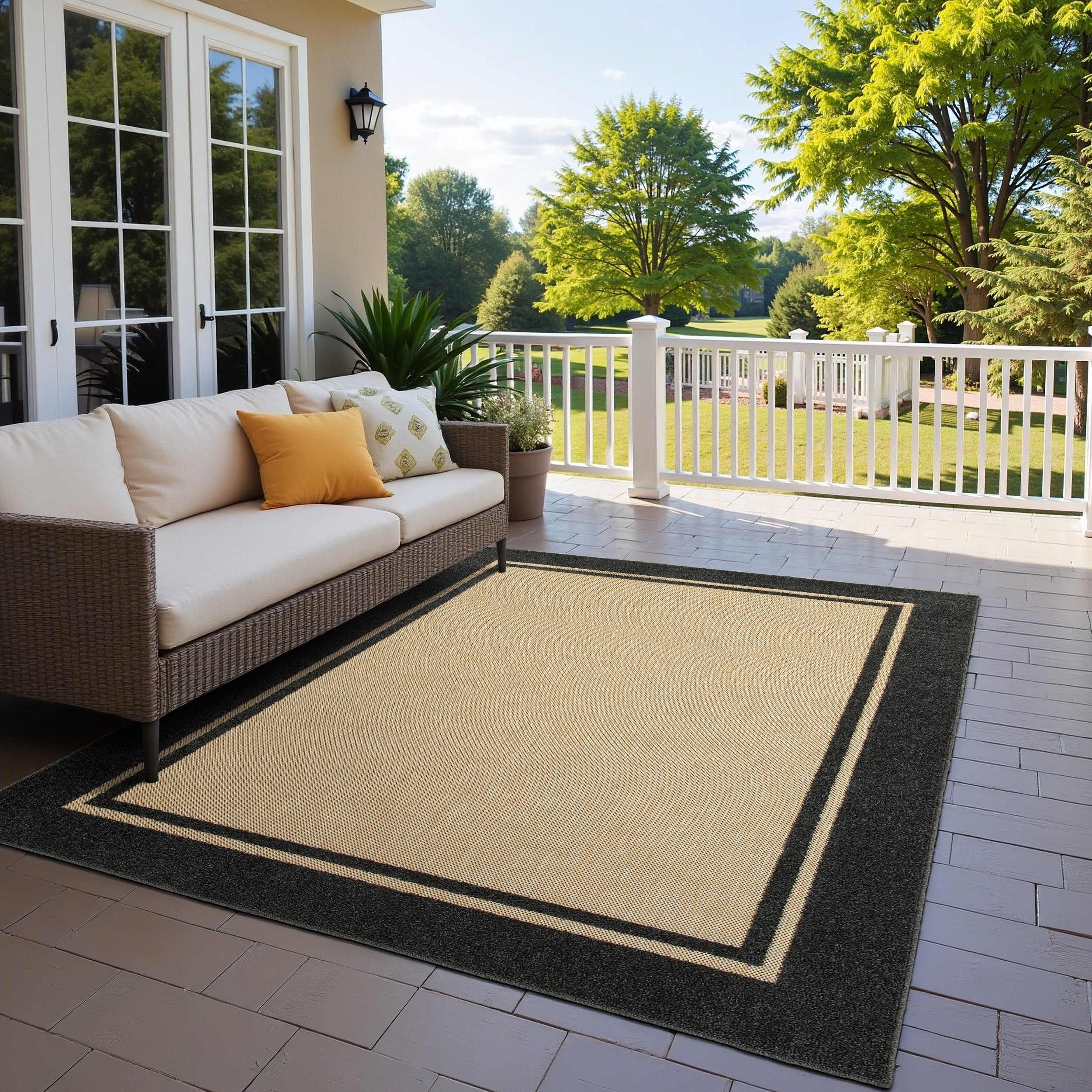 Style Haven Cara Mixed Pile Classic Bordered Indoor-Outdoor Area Rug