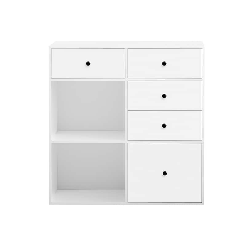 Roomfitters Elegant Buffet Storage Cabinet with Drawers, Dining & Living Room Sideboard, Beige White