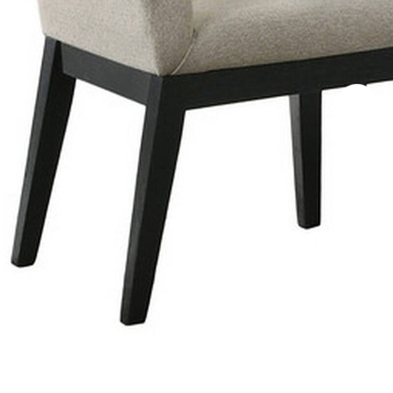Kiy 5pc Black Dining Table Set with 4 Ergonomic Chairs, Beige Upholstery