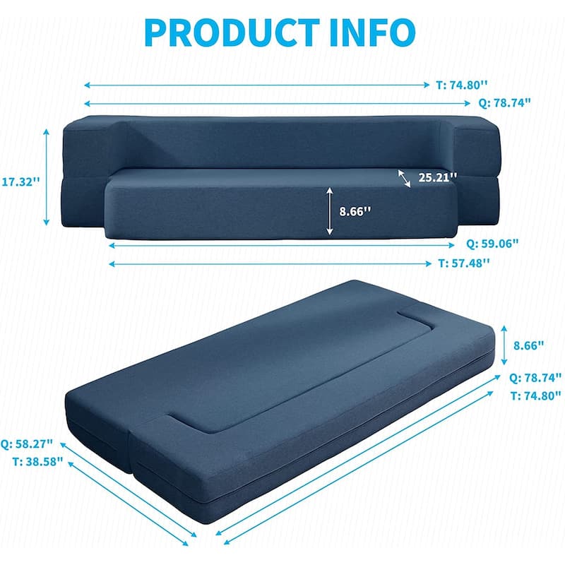 Mixoy Convertible Futon Sofa Bed, Foam Folding Mattress Sleeper Bed
