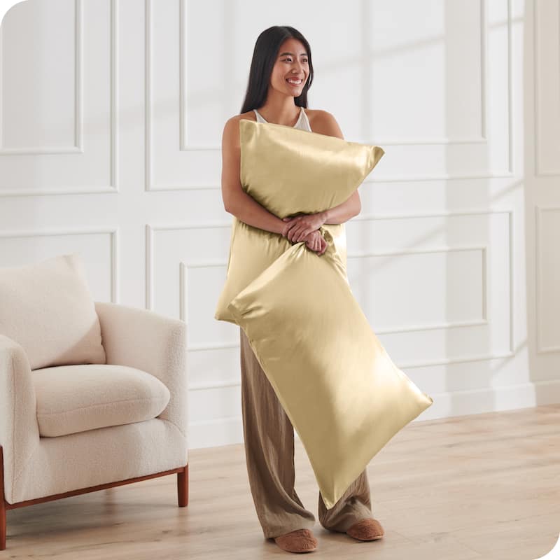 Bare Home Poly Satin Pillowcase Set for Hair and Skin (Set of 2)