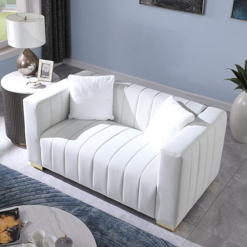 62.6" Modern 2-seater Velvet Channel Loveseat Sofa