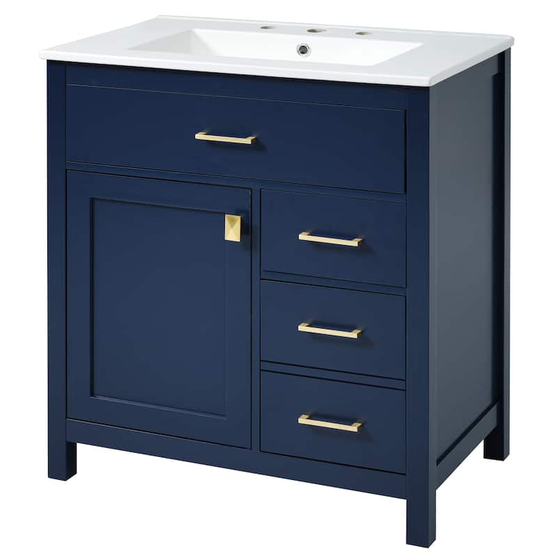 30" Bathroom Vanity with Ceramic Sink and Ample Storage - Ideal Choice for Small Bathrooms