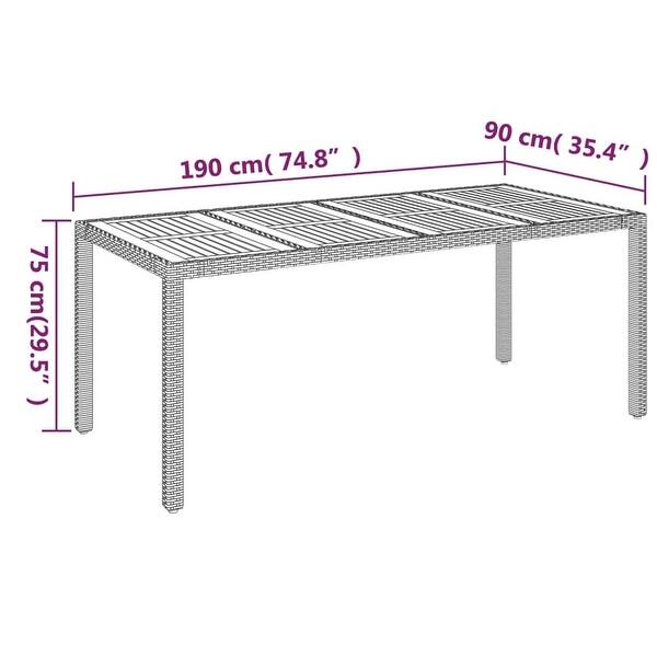 dimension image slide 10 of 13, vidaXL 3 Piece Patio Dining Set with Cushions Black Poly Rattan - 18.9" x 21.7" x 34.6"