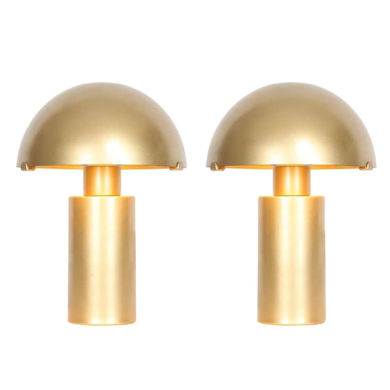 2 Pack Gold Mushroom Bedside Table Lamp Metal Desk Lamp