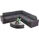 SUNCROWN Outdoor 6-piece Rattan Sectional Sofa Set