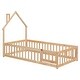 preview thumbnail 9 of 27, Twin Size Pine Wood House-Shaped Headboard Floor Bed with Fence for Kids, Boys and Girls