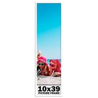 10x39 Frame White Solid Wood Picture Frame Includes UV Acrylic Shatter ...