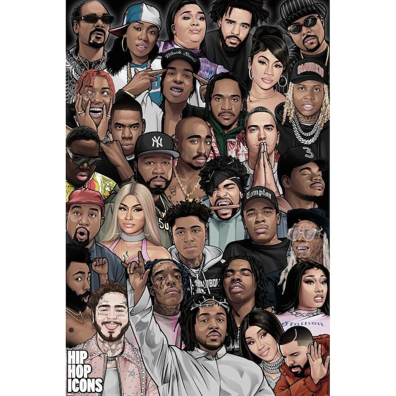 Hip Hop Icons Art Poster - 24 x 36 Inch