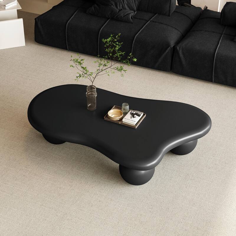 47-Inch Cloud-Shaped Coffee Table with 3 Ball Legs for Living Room
