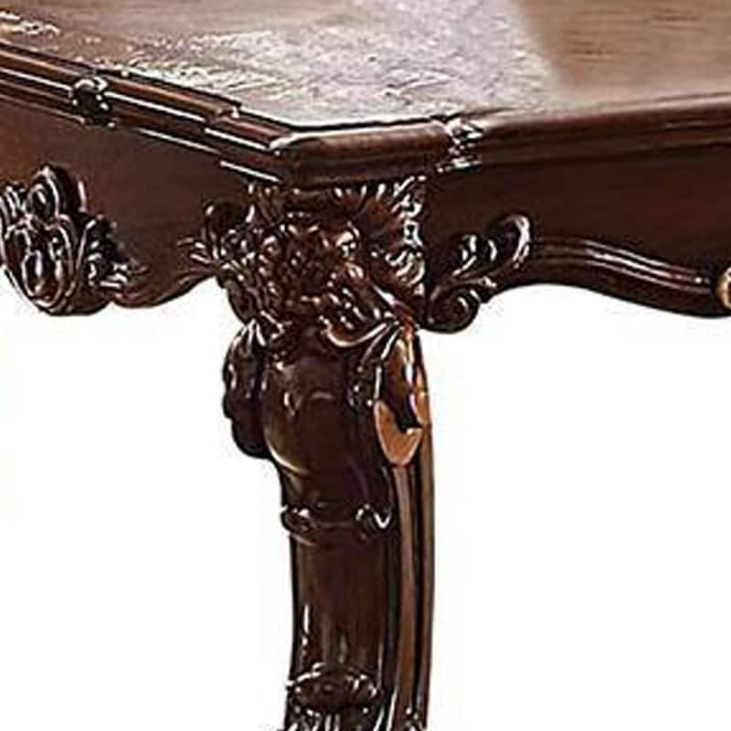 Coffee Table, 36 Inch Rectangular Top, Scrolled Legs, Brown
