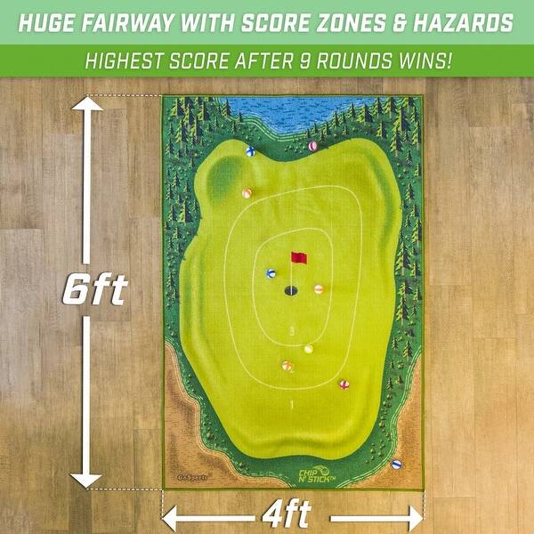 GoSports Chip N’ Stick Golf Game | Includes 1 Chip N’ Stick Game Mat, 16 Grip Golf Balls, and Chipping Mat