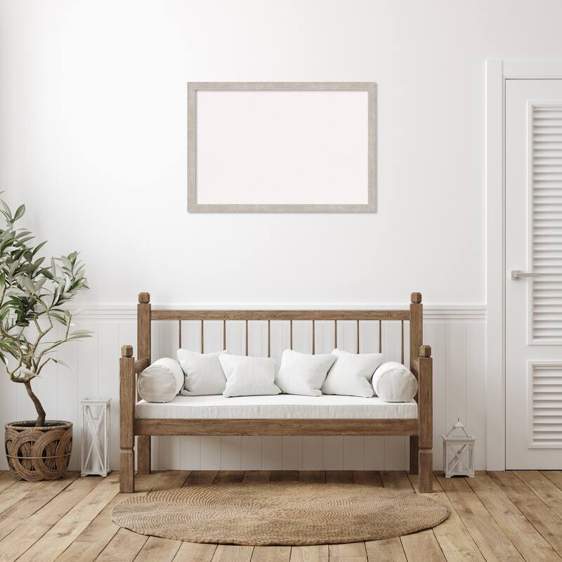 Marred Wood Framed White Corkboard Bulletin Board