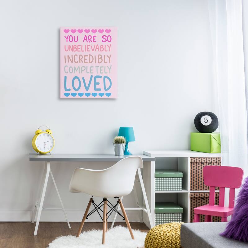 Stupell Incredibly Loved with Hearts Canvas Wall Art Design By Sweet Melody Designs