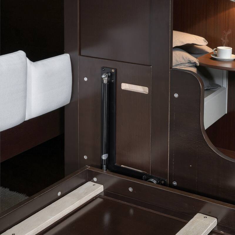 Queen Size Murphy Wall Bed with Folding Cushion Chair, Space-Saving Cabinet Bed for Guest Room or Home Office