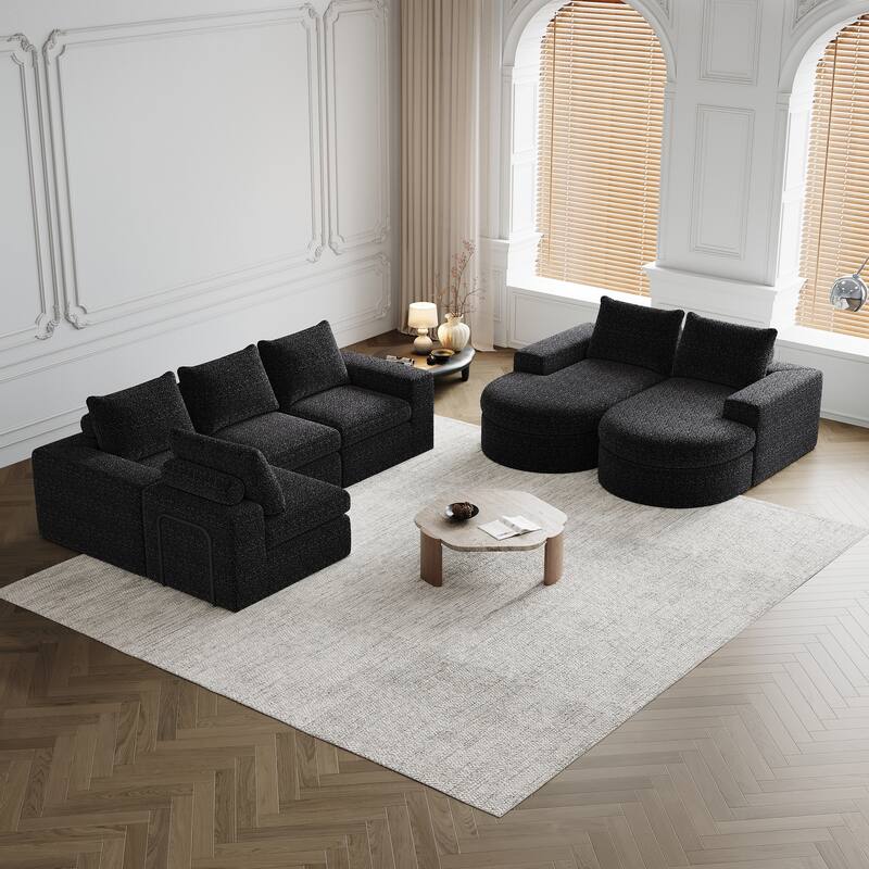 Roomfitters 99" Modern Chenille Cloud Curved Sectional Sofa with Chaise, L-Shaped Couch, for Living Room or Apartment