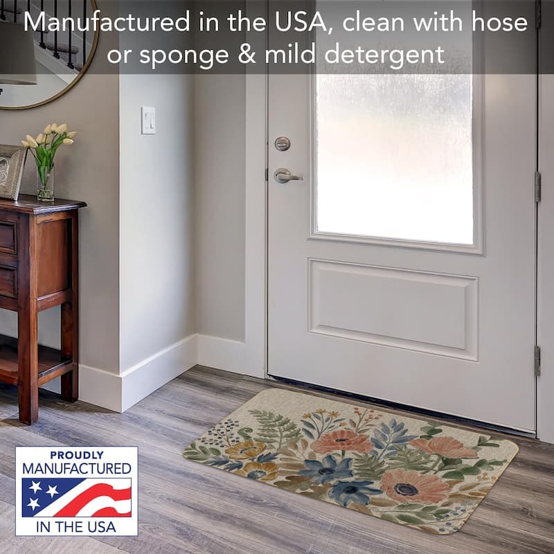 Botanical Blends Indoor/Outdoor Natural Linen Look Floor Mat with Recycled Rubber Back Made in The USA 29.5” x 17.75” - 2' x 3'