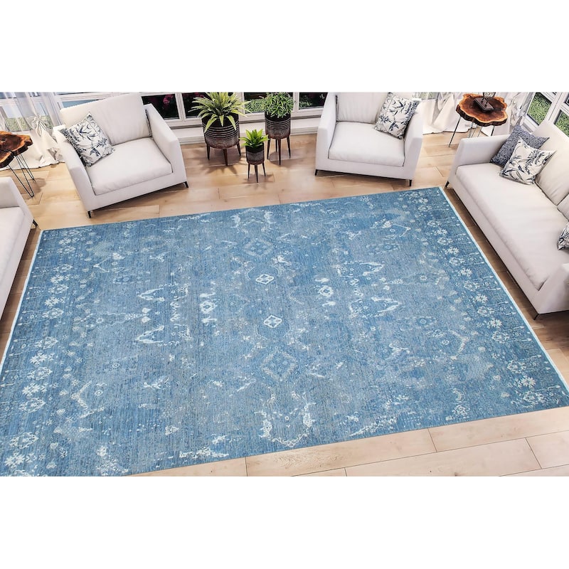 Bohemian Harding Blue/Gray Wool&Silk Rug - 11'10'' x 15'2'' - 11 ft. 10 in. X 15 ft. 2 in.