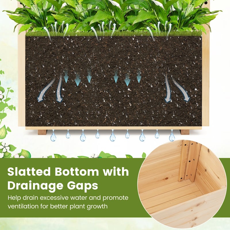 Gymax 2PCS Wooden Raised Garden Bed/ Lattice Trellises Hanging Roof