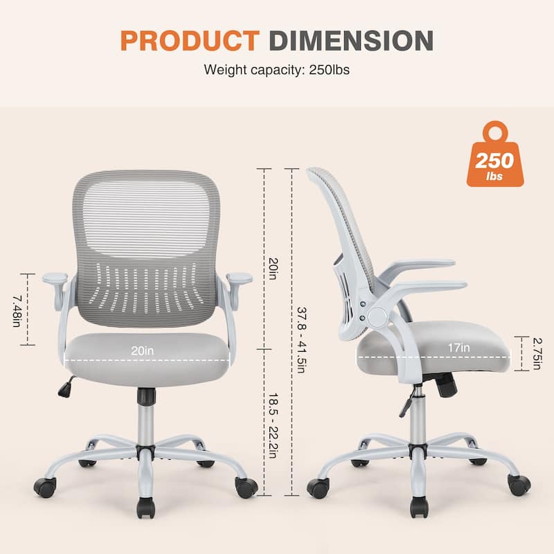 Office Chair Ergonomic, Desk Chair with Lumbar Support, Swivel Chair with Armrests, Computer Chairs