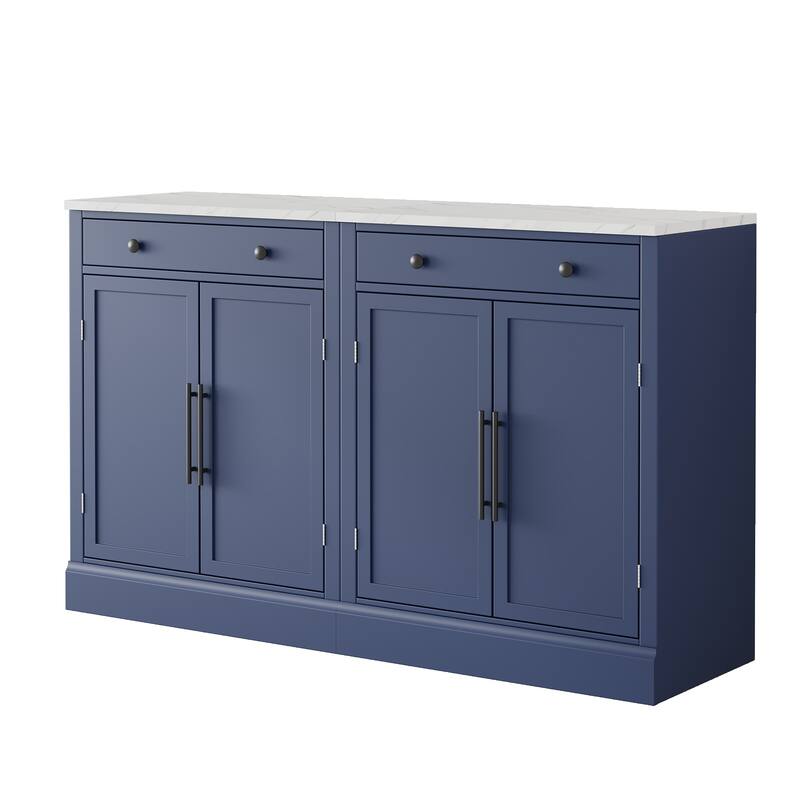 Modern Freestanding Kitchen Pantry,Buffet Food Storage, Coffee Bar Cabinet with Drawer, 2 Adjustable Shelves , Set of 2