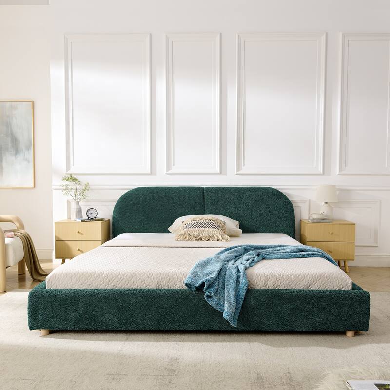 Queen Size Upholstered Bed Frame with Tall Headboard