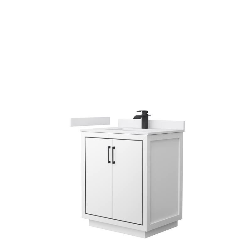 Icon Single Vanity Set, Cultured Marble Top, No Mirror - 30-Inch Single - White, Black Trim,White Cultured Marble Top