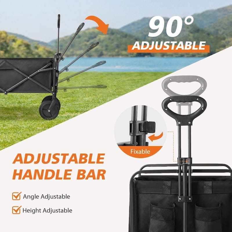 Garden Cart Camping Wagon Foldable, Utility Outdoor Wagon Collapsible Garden Camping Picnic Cart