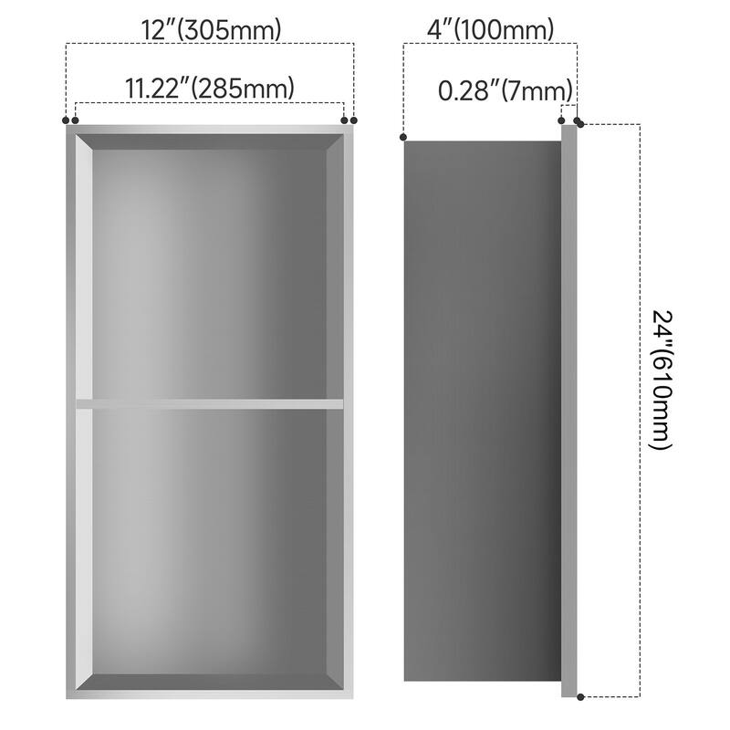 WIZ 12-inch W x 24-inch H x 4-inch D Stainless Steel Shower Niche