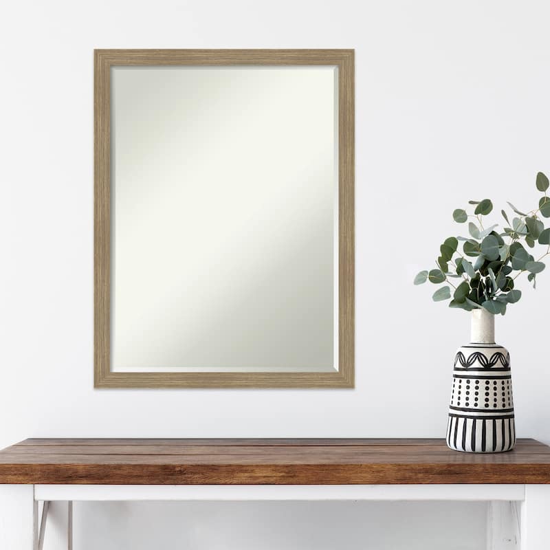 Woodgrain Stripe Half-Inch-Bevel Wood Framed Wall Mirror - Glass Size 18x24