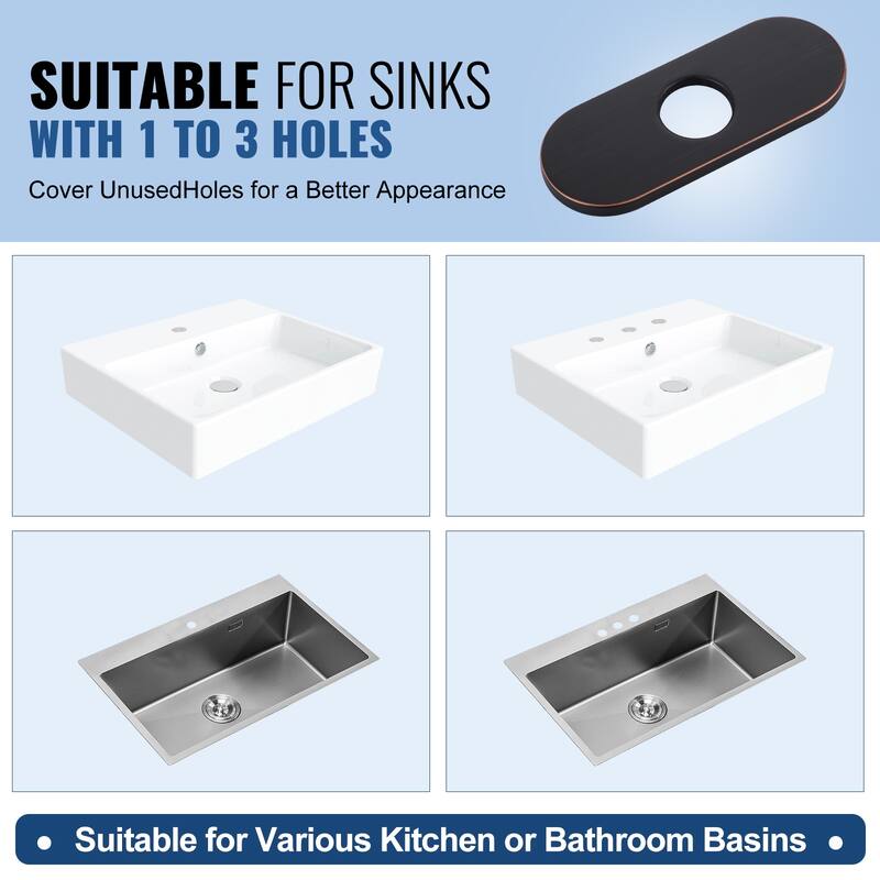 WOWOW 6.3 in. Kitchen Sink Faucet Hole Cover Deck Plate Escutcheon
