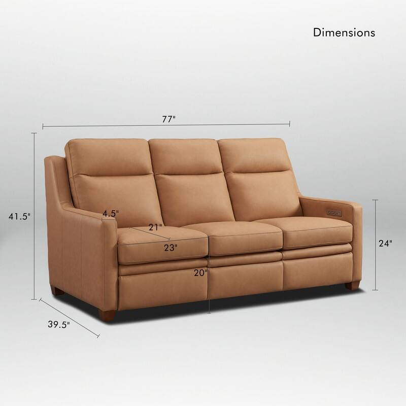 Genuine Leather Recliner Sofa 78" Triple-Motor Power Zero-Wall Reclining 3-Seat Sofa with USB&USB-C Port