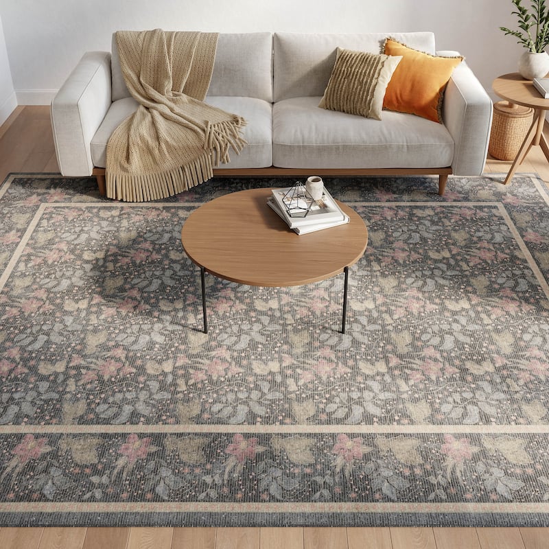 Nourison Botanical Washables Indoor only Textured Floral Area Rug