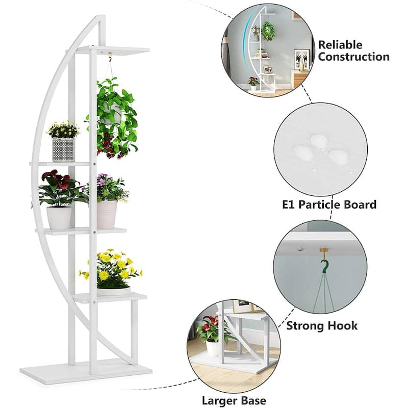 Metal/ MDF 5-tier Curved Plant Stand (Set of 2)