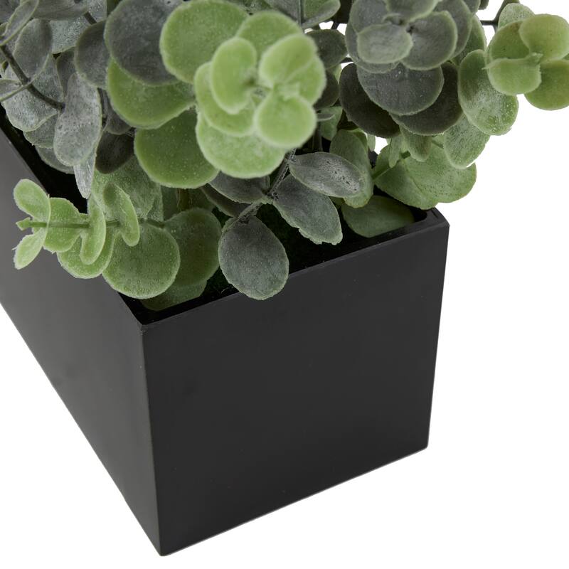 Green Faux Foliage Artificial Plant with Black Melamine Pot