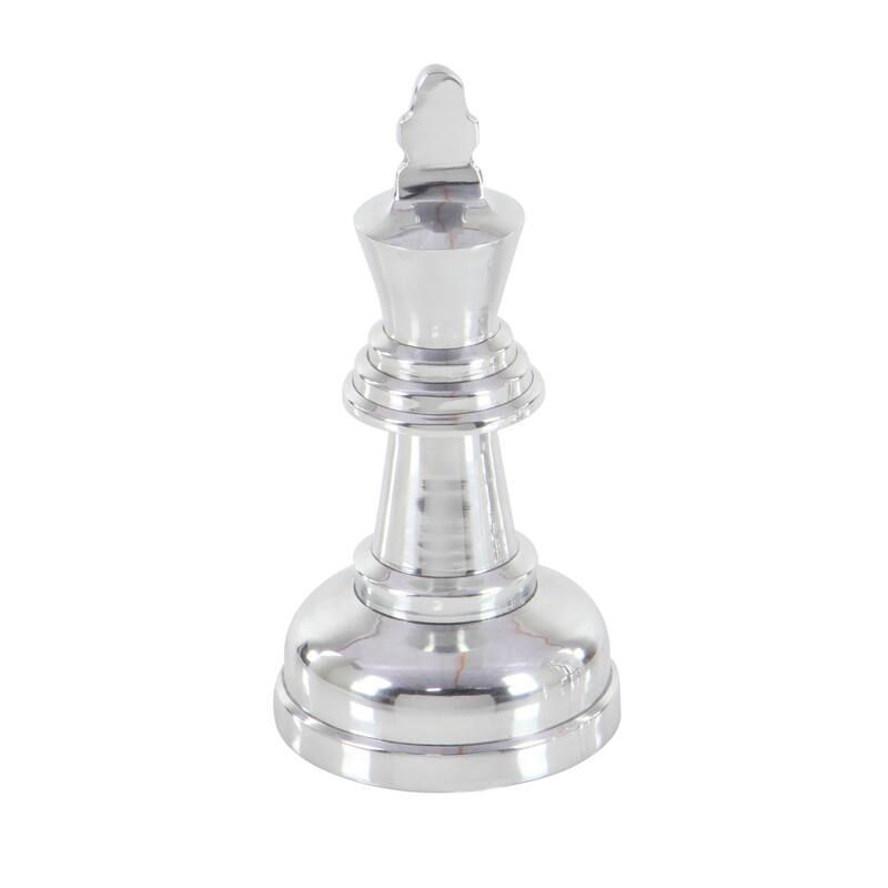 CosmoLiving by Cosmopolitan Silver or Dark Gray Aluminum Metal Chess Sculpture with Knight, Queen and King (Set of 3)