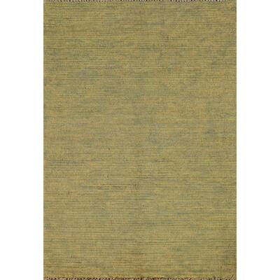 Yellow & Green Contemporary Gabbeh Foyer Rug Hand-Knotted Wool Carpet - 1'10"x 3'1"